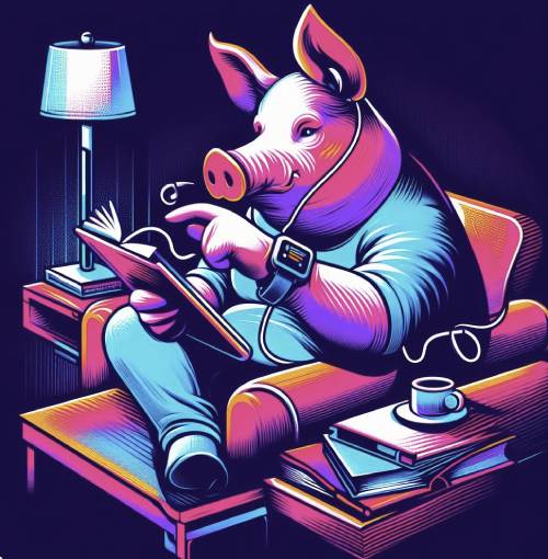 Cerdo leyendo