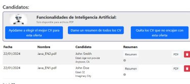 Captura de Selección de personal con Inteligencia Artificial